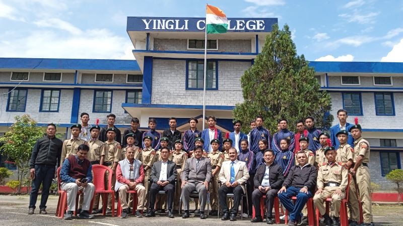 Brig PS Sangwan, Group Commander, Kohima NCC Group with others during the visit toYingli College, Longleng on March 22.